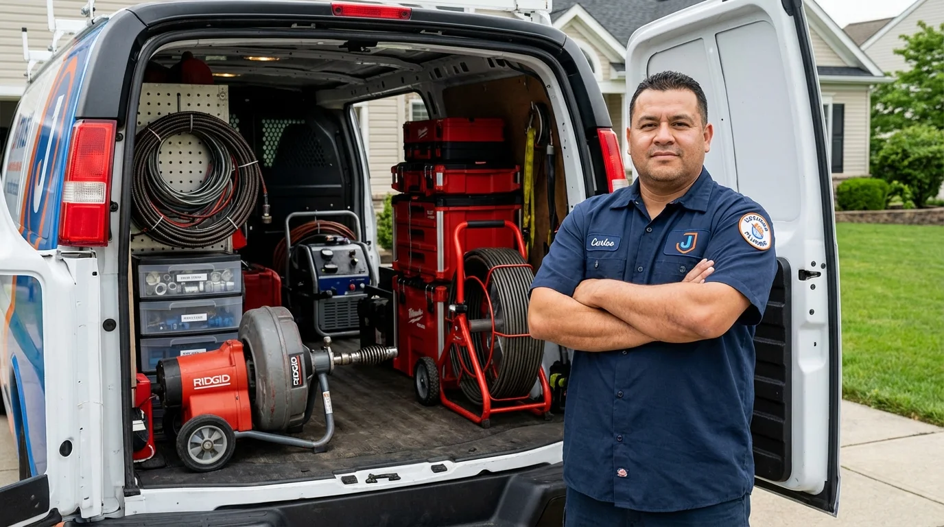 Professional drain cleaning equipment and Johns Plumbing LLC plumber in Colona