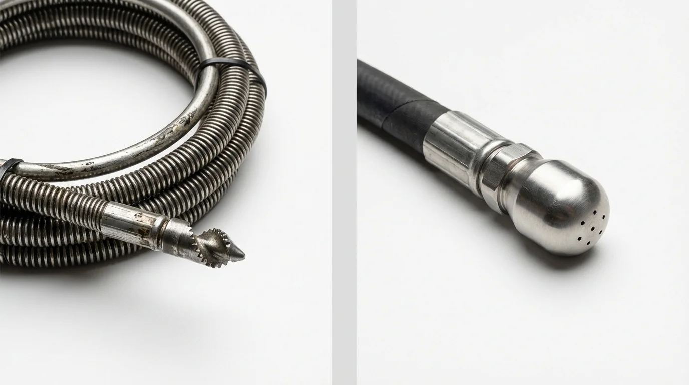 Drain snake cable and hydro jetting nozzle used for drain cleaning in Colona, IL