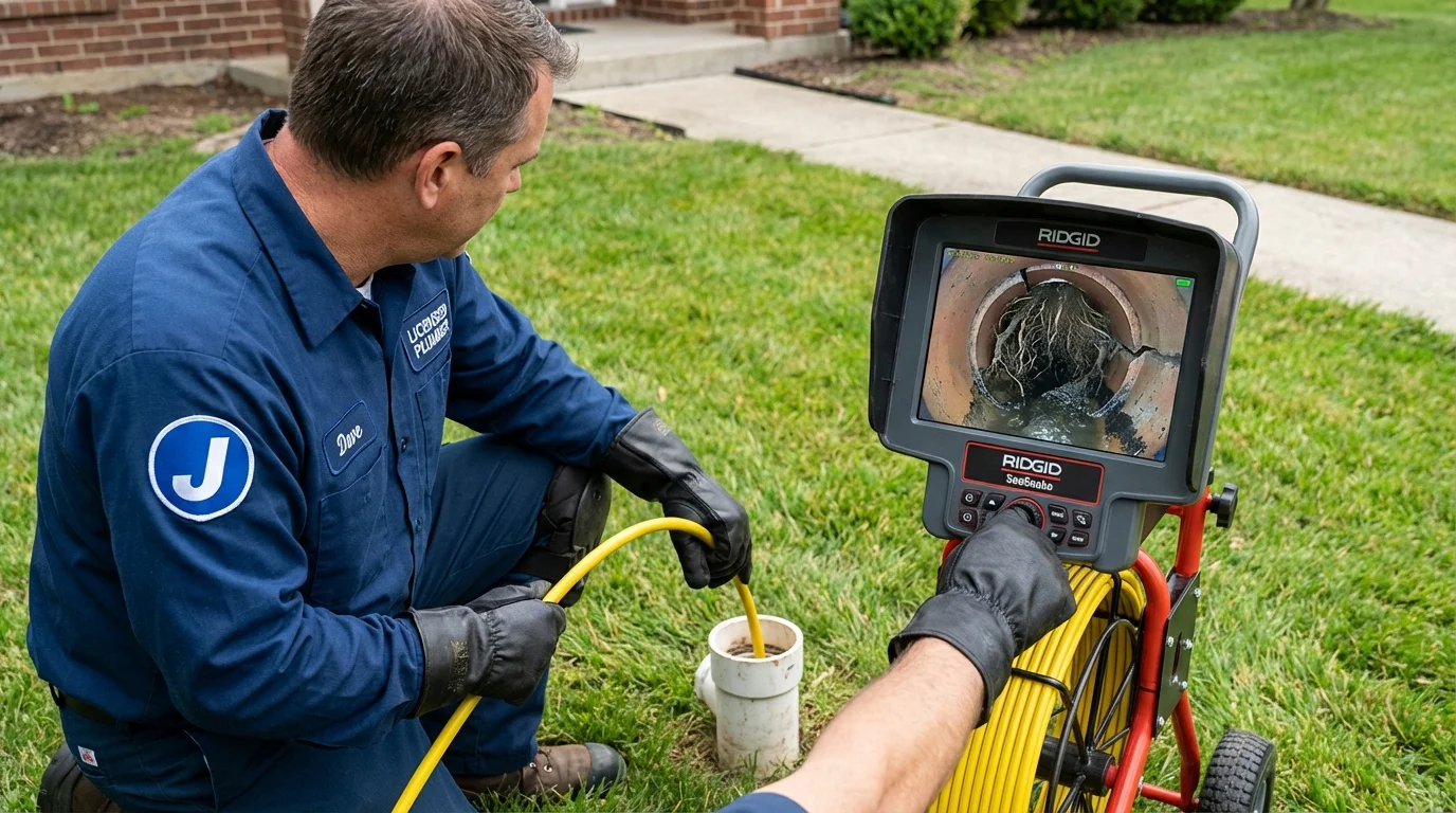 Sewer camera inspection being performed by Johns Plumbing LLC in Colona